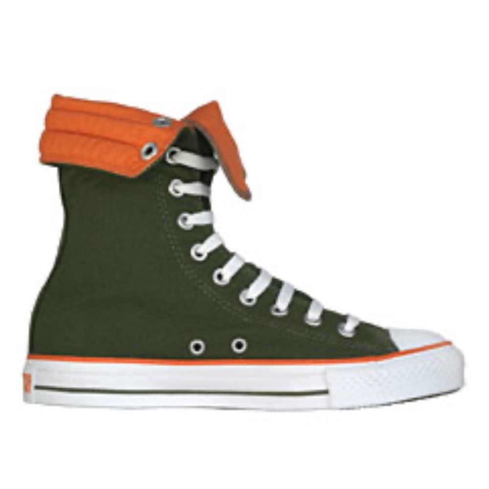 Converse High-Top Sneakers in Green and Orange